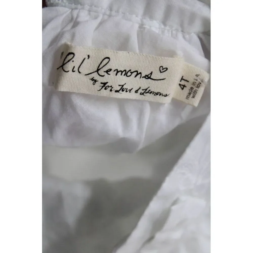 For Love And Lemons Girls Short Sleeve Tied Knee Length Dress White Size 4